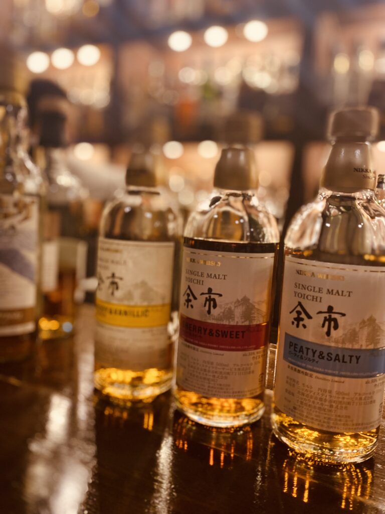 Yoichi Single Malt Japanese Whisky bottle, representing the bold, peaty style.